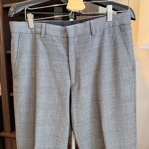 Express Gray Plaid Men's Dress Pants flat front 32x30